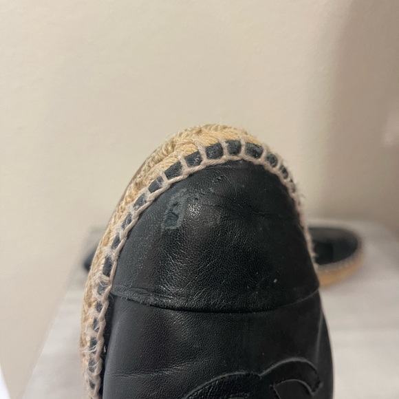 Chanel CC Black Lambskin Leather Espadrilles - Picture 6 of 16